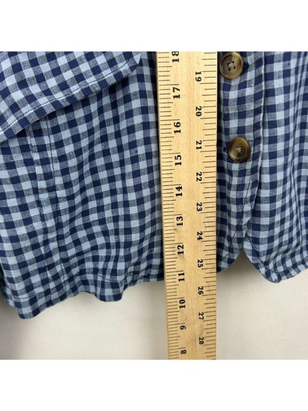 Sundance Ziri Blazer Jacket Women's Medium Blue 100% Linen Ginham Button Up - Picture 6 of 15